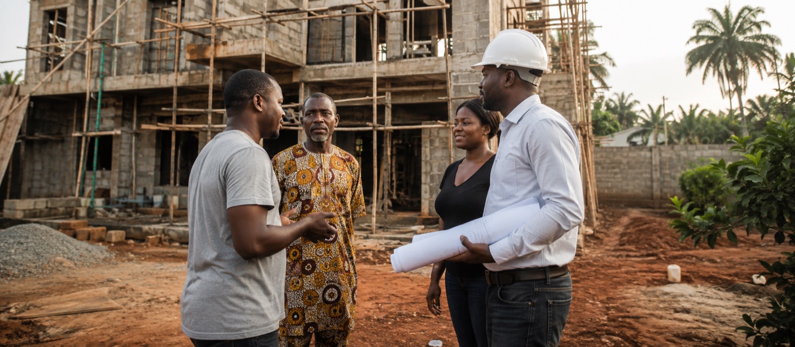 The ProxyBuilders team on a live build site in Nigeria.